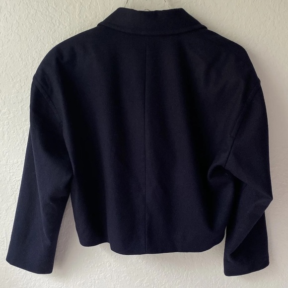 RARE Vintage Ferragamo Cropped Boxy Jacket Blazer Double Breasted S Small Blue - Picture 2 of 7